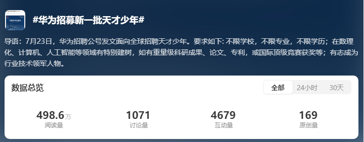 华为启动新一批天才少年招聘 不限学历专业门槛(图1) 华为再次面向全球招募“天才少年”