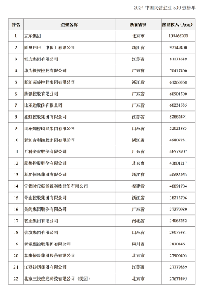 2024中国民营企业500强榜单发布，头部企业亮相(图2)