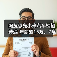 网友曝光小米汽车校招待遇 年薪超15万、7险一金（图1）